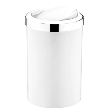 Imagem de Lixeira c/tampa basculante 8 litros branco/cromado - Future | Com sistema que esconde o saco de lixo