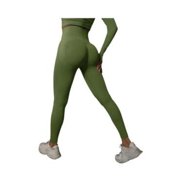 Imagem de Leggings de Ginástica de Cintura Alta Sem Costura para Mulheres - Leva