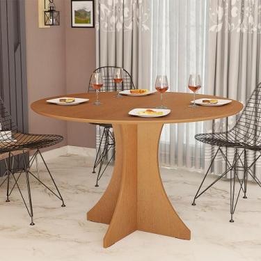 Imagem de Mesa de Jantar Redonda Elisa 4 Lugares 80x80 Base em X em Mdf - Nature