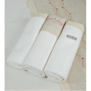 Imagem de Kit com 3 Cueiros Flanelados para Bebê Loupiot Nature – Minasrey 100% Algodão – 80x80cm – Off White com Linho (Creme)