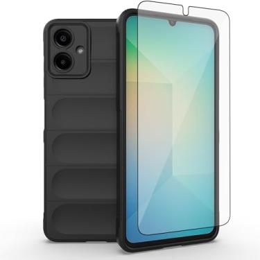 Imagem de Asuwish Capa de celular para Samsung Galaxy A06 com protetor de tela de vidro temperado e TPU macio, fina, à prova de choque, capa protetora de silicone acessórios Ao6 A 06 mulheres, homens, meninas,