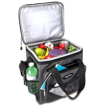Imagem de Koolatron Refrigerador elétrico portátil com plugue em bolsa térmica de 12 V para carro, 13 L, preta/cinza, macia, sem gelo, geladeira portátil térmica para acampamento, alça de ombro ajustável