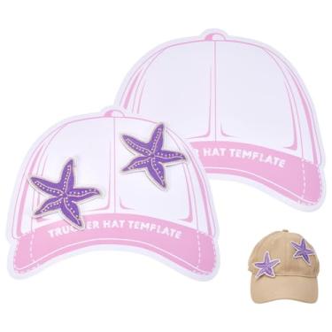 Imagem de UNICRAFTALE Paleta de modelo de chapéu de caminhoneiro, 3 peças, estampado, modelo de chapéu de PVC, rosa, personalizado, remendos, chapéu, remendos, design de boné de caminhoneiro, layout de remendo