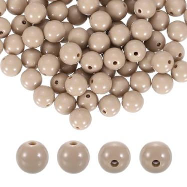 Imagem de HARFINGTON 200 peças de contas redondas de acrílico bege claro 10 mm de diâmetro 1,9 mm furo de resina plástica bolas lisas contas soltas para fazer joias, pulseiras, colar, brincos, faça você mesmo