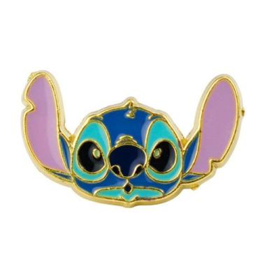 Imagem de Broche Botton Rosto Stitch 2.5x3.5cm - Disney, Azul, Assoviando