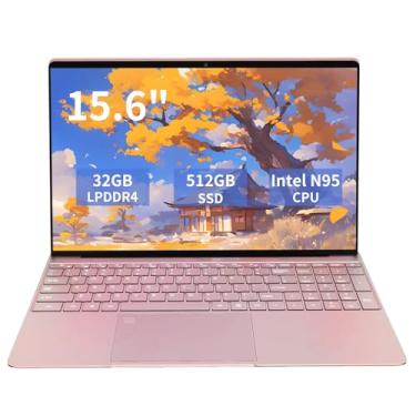 Imagem de KurieTim Laptop de 15,6 polegadas com 32 GB DDR4 RAM SSD de 512 GB, CPU Intel_N95 de 1,7 a 3,4 GHz, teclado retroiluminado, leitor de impressão digital, mini HDMI tradicional, laptops tradicionais