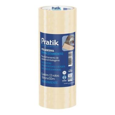 Imagem de Fita Empacotamento Pratik 18mmx50m Transparente - Embalagem com 13 Uni