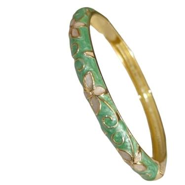 Imagem de Only My Live Home Pulseiras Cloisonne vintage de trevo fino para pulsos pequenos, presentes ovais femininos, pulseira de filigrana esmaltada feita à mão, joia étnica chinesa, Oval Inner Diameter 2.25