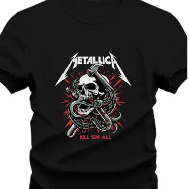Imagem de Camiseta Estampada Plus Size do P ao G3 Metalica - Hs, Preto, G2