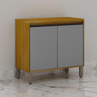 Imagem de Balcão De Cozinha Nala 2 Portas Pés Reguláveis Mobilihouse Cinamomo/cinza Acetinado
