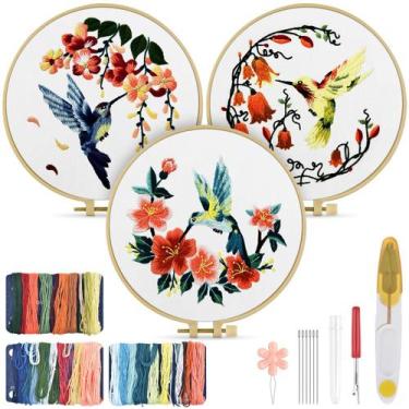 Imagem de Kit de bordado TINDTOP Hummingbird and Flower para adultos