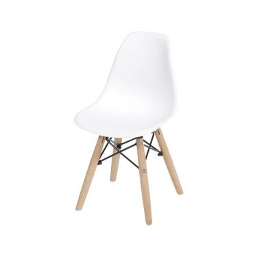 Imagem de Cadeira Boxbit Infantil Dkr Eames Polipropileno Branca Base Madeira