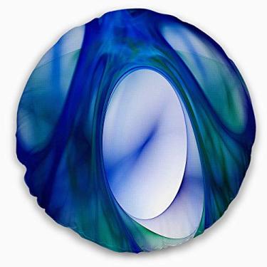 Imagem de Design Mystic Blue Fractal Sala de estar redonda, sofá, almofada de alta qualidade + capa de almofada impressa em ambos os lados 50 cm