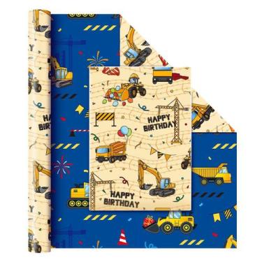 Imagem de Rolo de papel de embrulho WERNNSAI Construction 17x10m Kids Party