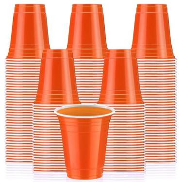 Imagem de Copos plásticos descartáveis Sabary 12 onças, pacote com 100 (laranja)