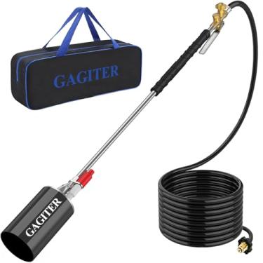 Imagem de GAGITER Kit Maçarico De Propano Para Capina Ervas Daninhas, 2.400.000 Btu Alta Potência Com Autoignição E Bolsa Armazenamento, Gatilho Turbo Lança-Chamas Resistência Mangueira 3 Metros Capina, Asfal