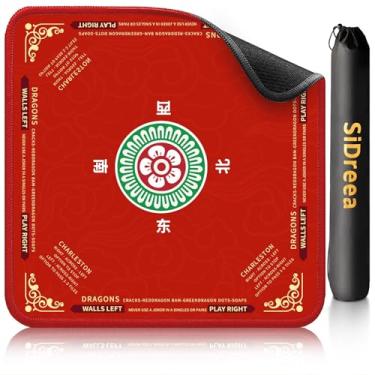 Imagem de Mahjong Mat, 32.4×32.4 Inch Noise Reduction Anti-Slip Mahjong Mat for Table, Mahjong Table Mat for Poker, Card, Board Games Table Mat, Tile Games, Dominoes (Red2)