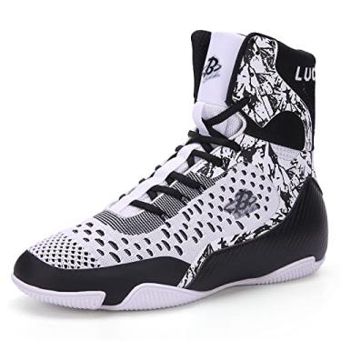 Imagem de B LUCK SHOE Tênis de luta livre, masculino, tênis de boxe respirável para levantamento de peso para homens, adolescentes LS198, Preto, 7