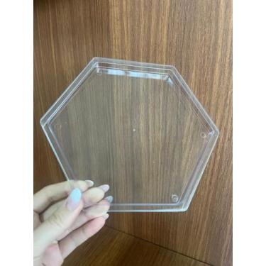 Imagem de Kit 4 Bandejas Sextavadas MDF 20x20cm Decoração Para Festas Mesa de Do