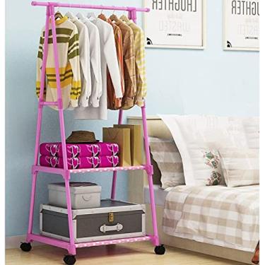 Imagem de Cabide para roupa, cabide com rodas, cabide de metal resistente independente, fácil de montar para armazenamento de roupas, suporte de exibição, barra de roupa para decoração de quarto, ro