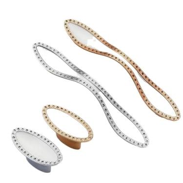 Imagem de Puxadores de gaveta de liga de zinco ouro rosa branco puxadores de gaveta armário de cozinha guarda-roupa puxa móveis ferragens 2 peças (cromo 16 mm)