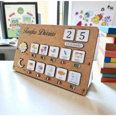 Imagem de Quadro rotina infantil educativo tarefas organizadora lúdica - fenix