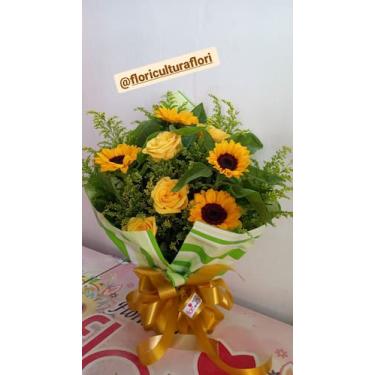 Imagem de Buquê em Rosas amarelas e girassois - Floricultura Flori