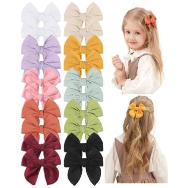 Imagem de Clipes de cabelo dobioi 20PCS, laços de linho de 9 cm para meninas - d