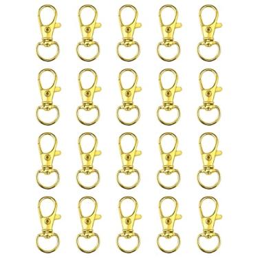 Imagem de 20 peças de clipes de chaveiro de aço inoxidável - ganchos giratórios de 360° para chaveiros, bolsas e artesanato - ferragens resistentes para projetos DIY - imitação de ouro