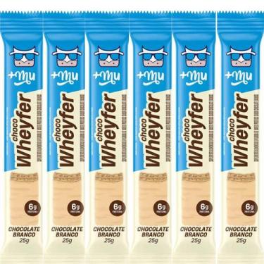 Imagem de Kit 6 choco wheyfer chocolate branco crocante 6g de proteina 25g +mu -