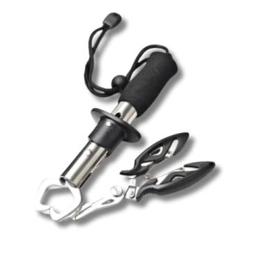 Imagem de Alicate de Pesca Profissional, Kit com 2 Alicates, Multifuncional para Remoção de Anzóis, Corte de Linha e Contenção de Peixes para Pesca em Água Doce e Salgada(Preto)
