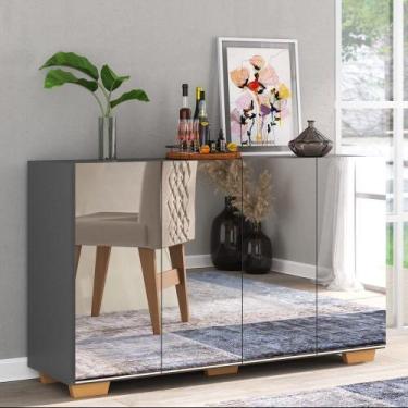 Imagem de Aparador Buffet 4 Portas Com Espelho e Pés Vegas - MULTIMOVEIS