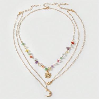 Imagem de Conjunto de colar celestial em camadas de 3 peças, colar empilhável com pingente de sol e lua e estrela, comprimento ajustável para mulheres, Generic, Liga de aço, Sem Pedra Preciosa