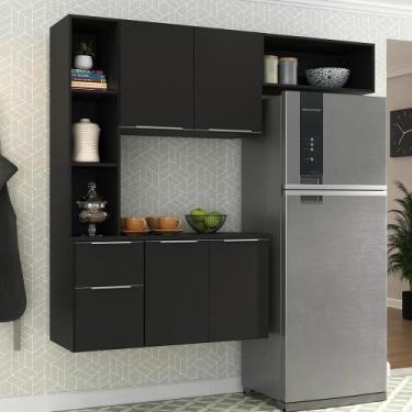 Imagem de Cozinha Compacta Com Armário e Balcão Multimóveis Preta - MULTIMOVEIS