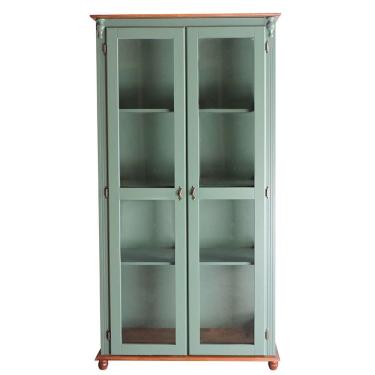 Imagem de Cristaleira Lateral Com 2 Portas de Vidro e 3 Prateleiras 301 Verde Musgo