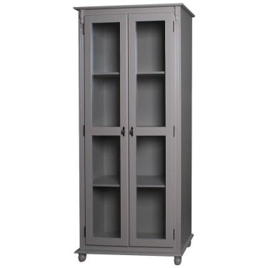 Imagem de Cristaleira Lateral 2 Portas de Vidro e 3 Prateleiras Cinza