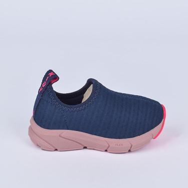 Imagem de Tênis Infantil Baby Kidy Energy Bebê Respitec Azul Marinho e Pink Calce Fácil Conforto-Feminino