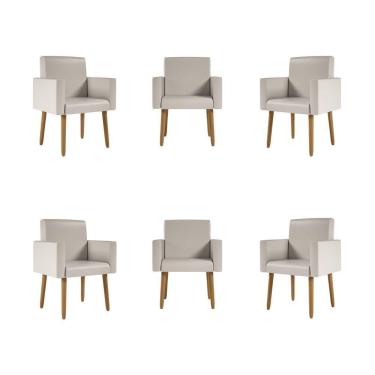 Imagem de Kit 6 Poltronas Nina Decorativa Recepção Sala Oferta Courino Cor:courino Bege