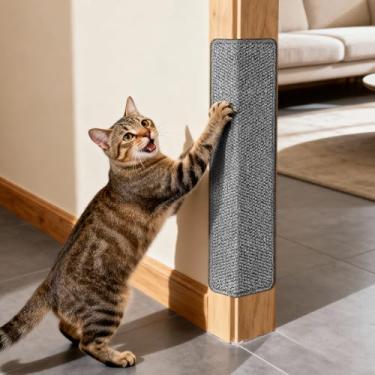 Imagem de ENONCI Protetor de porta da Cat Scratching 49,8 cm x 19,78 cm arranhador de canto de parede, antiarranhões, protetor de móveis para gatos em ambientes internos