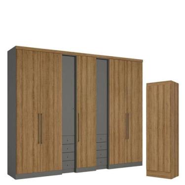 Imagem de Guarda Roupa Casal Absolut Plus 7 Portas Grafite Almendra e Multiuso S