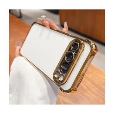 Imagem de Capa galvanizada macia para Google Pixel 9 Pro. Capa fina brilhante com parte traseira transparente. Protetor de câmera embutido para Pixel 9 Pro (dourado, Pixel 9 Pro)