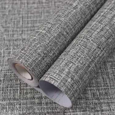 Imagem de Papel de parede WADILE Grasscloth Peel and Stick Dark Grey 1,96 ft²