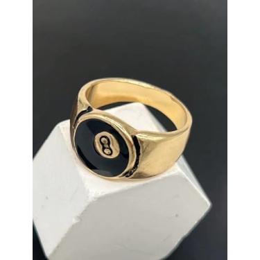 Imagem de Anel masculino preto com oito bolas design europeu americano personalizado acessórios de joias modernas