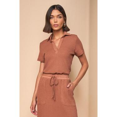 Imagem de BLUSA POLO LADO AVESSO MARROM-Feminino
