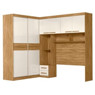 Imagem de Dormitorio Modulado Casal 6 Portas 242x173 Cm Florenca Freijo Off White Moval