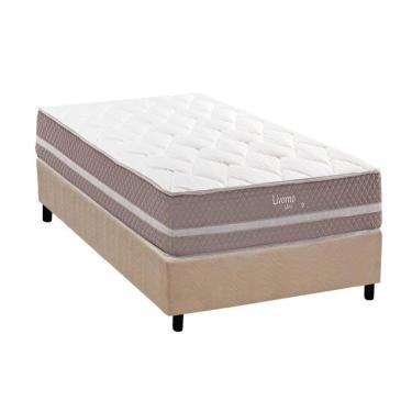 Imagem de Conjunto Box Solteiro: Colchão Molas Herval Maxspring Livorno + Base Crc Suede Clean (88x188)
