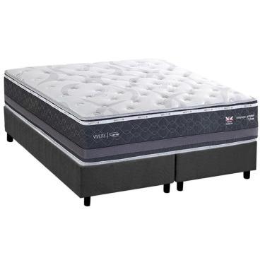 Imagem de Conjunto Box Queen: Colchão Molas Herval Maxspring C1783 + Base Crc Suede Gray (158x198)
