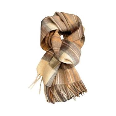 Imagem de Cachecol De Lã Vintage Estilo Preppy Para Mulheres, Pashmina De Outono