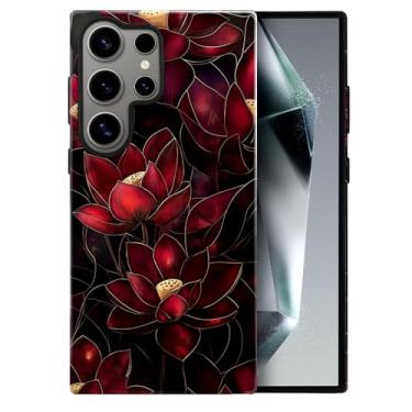 Imagem de heindiy Compatível com Samsung Galaxy S25 Ultra, capa brilhante, proteção total, à prova de choque, anti-arranhões, capa de TPU, capas para homem mulher - flor de lótus vibrante