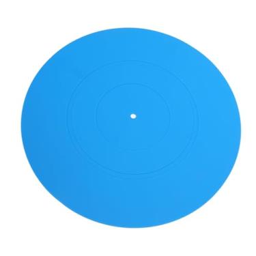 Imagem de aqxreight Tapete Giratório para Discos, Tapete de Borracha para Toca-discos Universal para Toca-discos LP, Reduz o Ruído, Baixo Mais Apertado, Qualidade Roseada, Melhor Permite a Absorção (Azul)